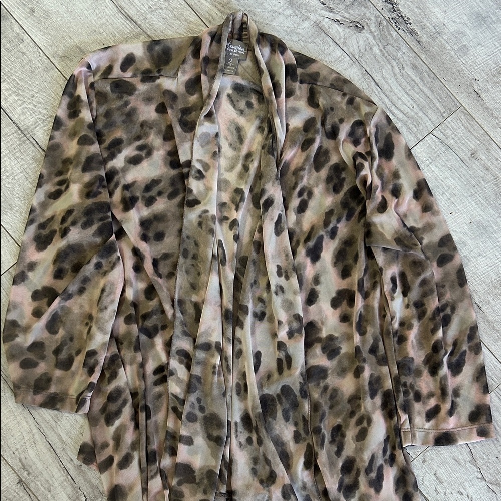 Chico's Travelers Collection Animal Print Cardigan